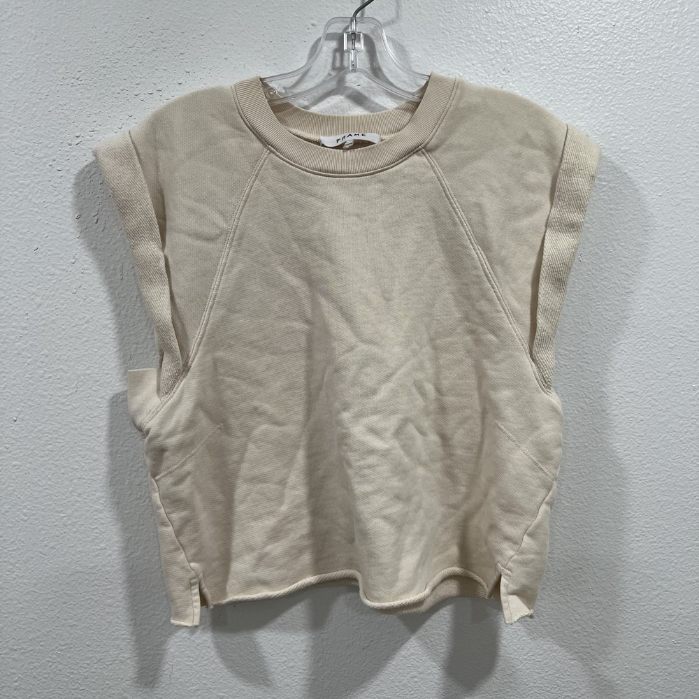 Frame Rolled Muscle Sleeves Up Sleeveless Oragnic Cotton Sweatshirt Top